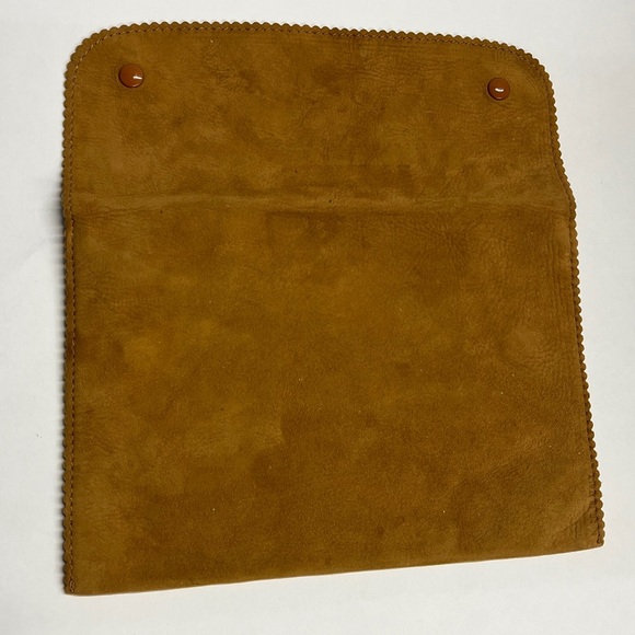 Seaman Schepps Suede Leather Double Snap Jewelry Pouch Clutch 7.5” x 5” - Picture 2 of 3